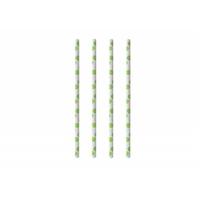 Słomki papierowe - zielona spirala 6mm/20cm 85569 100 sztuk