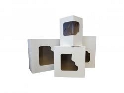 Pudełko cukiernicze klejone białe + okno 25x25x12cm  50 sztuk