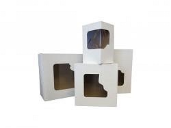 Pudełko cukiernicze klejone białe + okno 18x18x9cm  50 sztuk