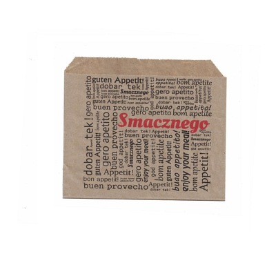 Opakowanie na frytki papierowe szare - Smacznego 115x100mm 200 sztuk