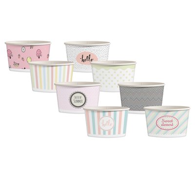 Miska papierowa do lodów nadruk pastele 245ml 31181 25 sztuk