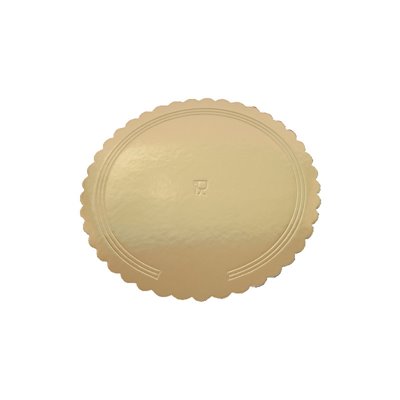 Krążek złoty KARBOWANY sztywny, podkład pod tort 28cm 10 sztuk
