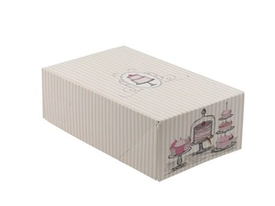 Pudełko cukiernicze klejone - nadruk paski 125x210x70mm 43197 20 sztuk