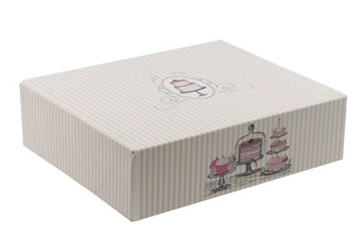 Pudełko cukiernicze klejone - nadruk paski 250x210x70mm 43198 20 sztuk