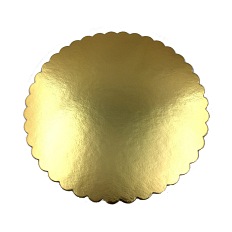 Krążek złoty KARBOWANY sztywny, podkład pod tort 24cm 10 sztuk