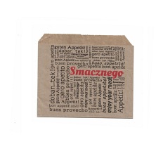 Opakowanie na frytki papierowe szare - Smacznego 115x100mm 200 sztuk