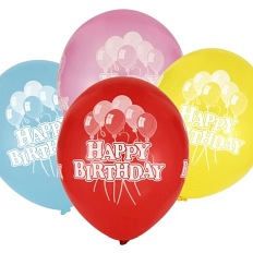 BALON - Happy Birthday, mix kolorów   38-19  4 SZTUKI