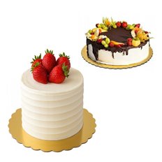 Krążek złoty KARBOWANY sztywny, podkład pod tort 36cm 10 sztuk